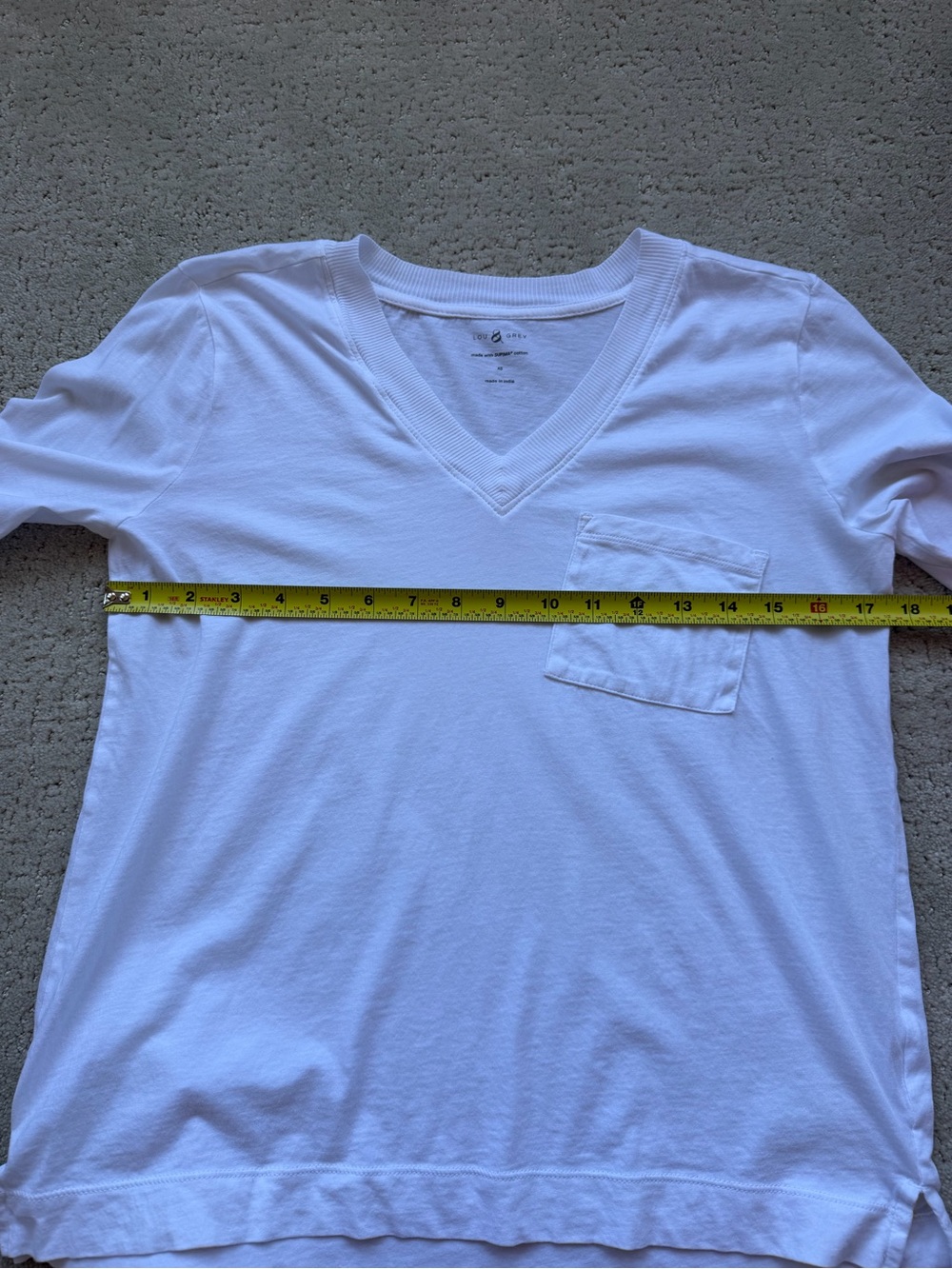 Lou & Grey Supima Cotton White V-neck Long Sleeve Top - Picture 5 of 6